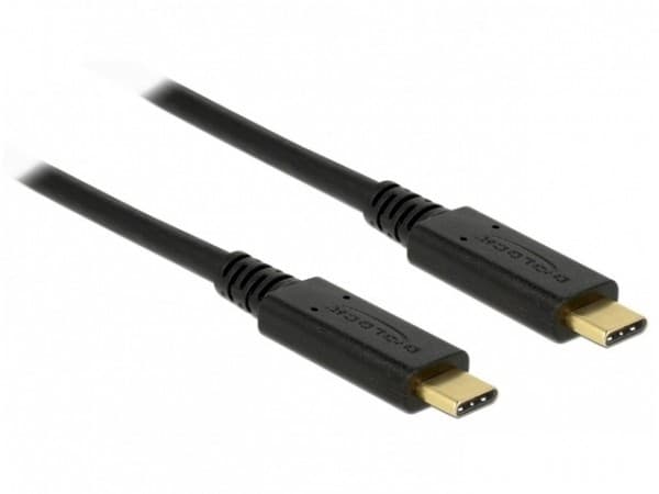 Delock - USB-kabel - 24 stift USB-C (han) till 24 stift USB-C (han) - USB 2.0 - 5 A - 3 m - sort