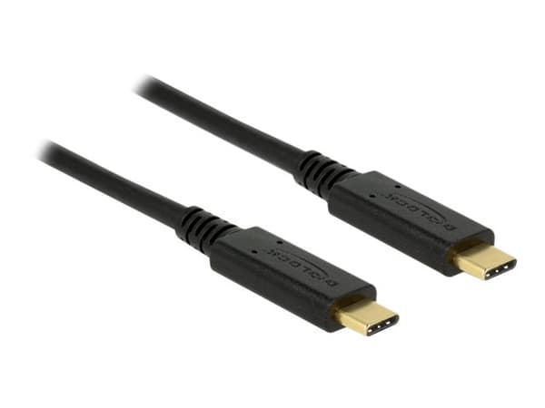 Delock - USB-kabel - 24 stift USB-C (han) till 24 stift USB-C (han) - USB 2.0 - 5 A - 3 m - sort