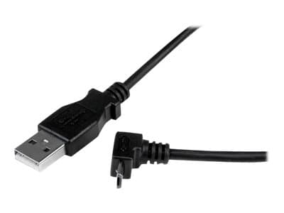 StarTech.com 1m Micro USB Cable Cord - A to Up Angle Micro B - Up Angled Micro USB Cable - 1x USB A (M), 1x USB Micro B (M) - Black (USBAUB1MU) - USB