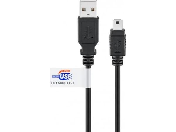 Goobay 93903, 3 m, Mini-USB B, USB A, USB 2.0, 0,48 Gbit/s, Svart
