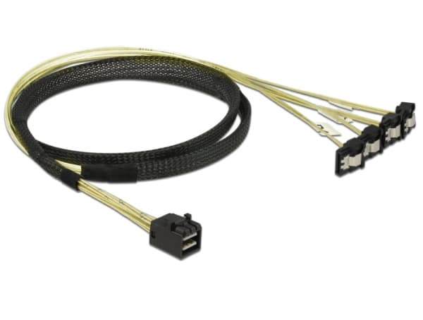 Delock - SATA/SAS-kabel - SAS 6Gbit/s - 4 x Mini SAS HD (SFF-8643) (P) til SATA (R) vinklet - 1 m