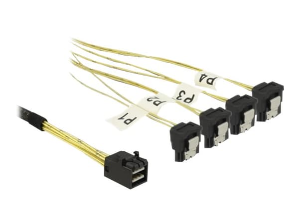 Delock - SATA/SAS-kabel - SAS 6Gbit/s - 4 x Mini SAS HD (SFF-8643) (P) til SATA (R) vinklet - 1 m