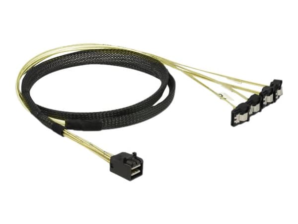 Delock - SATA/SAS-kabel - SAS 6Gbit/s - 4 x Mini SAS HD (SFF-8643) (P) til SATA (R) vinklet - 1 m