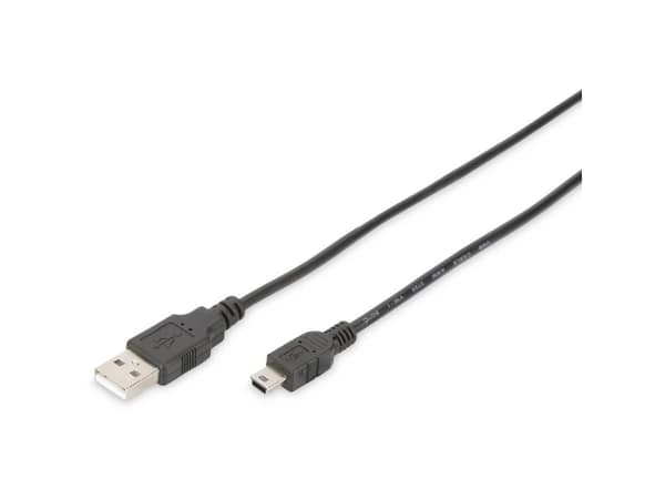DIGITUS - USB-kabel - USB (hane) till mini-USB typ B (hane) - USB 2.0 - 1.8 m - formpressad - svart