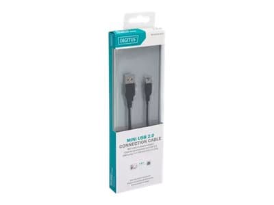 DIGITUS - USB-kabel - USB (hane) till mini-USB typ B (hane) - USB 2.0 - 1.8 m - formpressad - svart