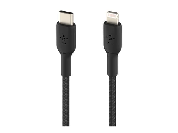 Belkin BoostCharge - Lightning-kabel - 24 pin USB-C hane till Lightning hane - 2 m - svart - USB-strömförsörjning (18W)