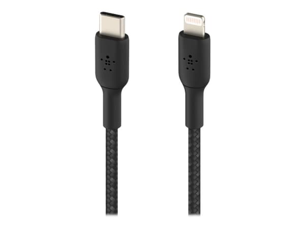 Belkin BoostCharge - Lightning-kabel - 24 pin USB-C hane till Lightning hane - 2 m - svart - USB-strömförsörjning (18W)