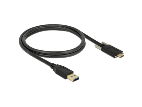 Delock - USB-kabel - USB typ A (hane) till 24 pin USB-C (hane) - USB 3.1 Gen 2 - 3 A - 1 m - tumskruvar - svart