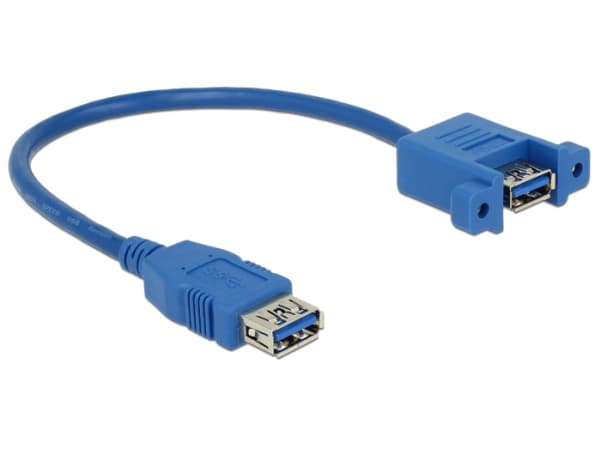Delock - USB-adapter - USB typ A (hona) till USB typ A (hona) - USB 3.0 - 25 cm - blå