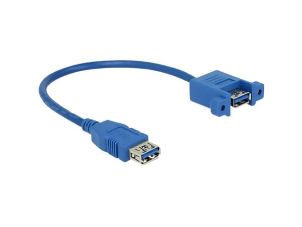 Delock - USB-adapter - USB typ A (hona) till USB typ A (hona) - USB 3.0 - 25 cm - blå