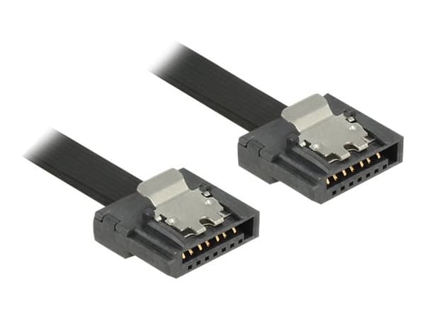 Delock FLEXI - SATA-kabel - Serial ATA 150/300/600 - SATA (hona) till SATA (hona) - 20 cm - sprintlåsning - svart