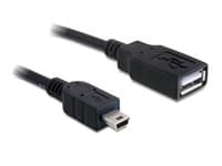 Delock - USB-kabel - USB (hunn) til mini-USB type B (hann) - USB 2.0 - 50 cm - svart