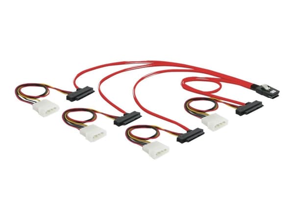 Delock - Intern SAS-kabel - 4-vägs - 36 stifts 4i Mini MultiLane (hane) till 4 pin intern effekt, 29-stifts intern SAS (SFF-8482) - 50 cm