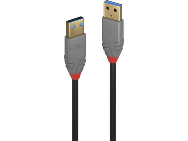 Lindy 36750, 0,5 m, USB A, USB A, USB 3.2 Gen 1 (3.1 Gen 1), 5 Gbit/s, Sort