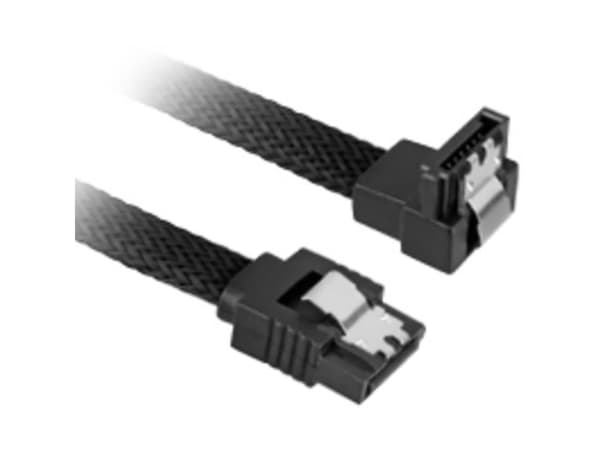Sharkoon - SATA-kabel - Serial ATA 150/300/600 - SATA (hann) til SATA (hann) - 75 cm - 90°-kontakt - svart