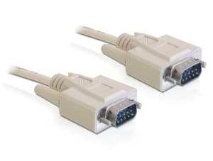 Delock - Seriell kabel - DB-9 (hann) til DB-9 (hann) - 5 m - tommelskruer - beige