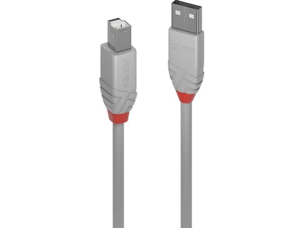 Lindy 36684, 3 m, USB A, USB B, USB 2.0, 0,48 Gbit/s, Grå