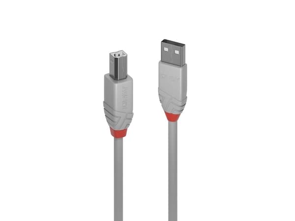 Lindy 36684, 3 m, USB A, USB B, USB 2.0, 0,48 Gbit/s, Grå