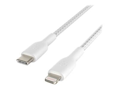 Belkin BoostCharge - Lightning-kabel - 24 pin USB-C hane till Lightning hane - 2 m - vit - USB-strömförsörjning (18W)