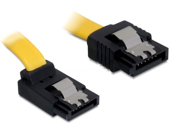 DeLOCK Cable SATA - SATA-kabel - Serial ATA 150/300/600 - SATA (hona) till SATA (hona) - 50 cm - spiral, vinklad kontakt, rak kontakt - gul