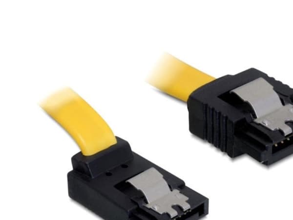 DeLOCK Cable SATA - SATA-kabel - Serial ATA 150/300/600 - SATA (hona) till SATA (hona) - 50 cm - spiral, vinklad kontakt, rak kontakt - gul