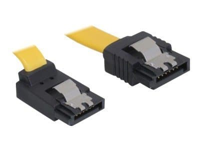 DeLOCK Cable SATA - SATA-kabel - Serial ATA 150/300/600 - SATA (hona) till SATA (hona) - 50 cm - spiral, vinklad kontakt, rak kontakt - gul