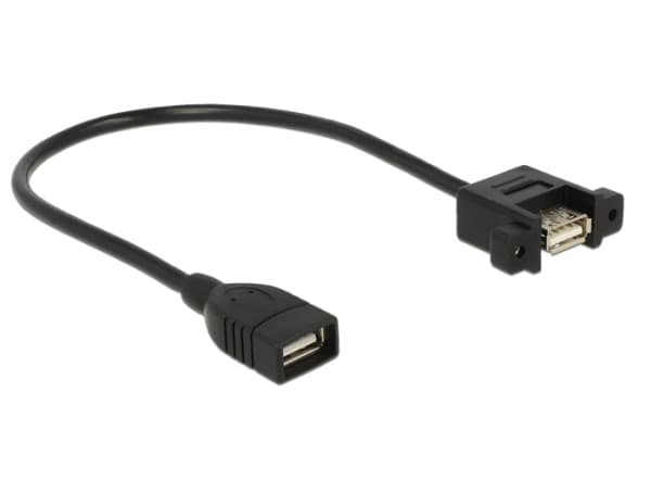 Delock - Typbytare för USB - USB (hona) till USB (hona) - 25 cm - tumskruvar - svart