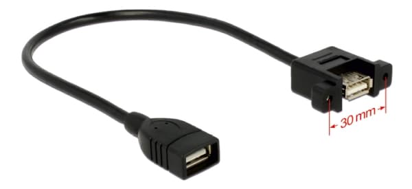Delock - Typbytare för USB - USB (hona) till USB (hona) - 25 cm - tumskruvar - svart