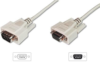 ASSMANN - Seriellforlengelseskabel - DB-9 (hunn) til DB-9 (hann) - 5 m - formstøpt, tommelskruer - beige