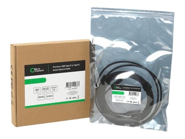 MicroConnect Premium - USB-kaapeli - USB-C (han) til USB-C (han) - USB 3.2 Gen 2 - 3 m - Aktiivinen optinen kaapeli (AOC), 4K60 Hz-tuki - lajittelu -