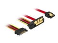 Pikkukuva 1 / 3: Delock - SATA-kaapeli - Serial ATA 150/300/600 - SATA, SATA strøm til SATA kombi (R) nedvinklet - 30 cm