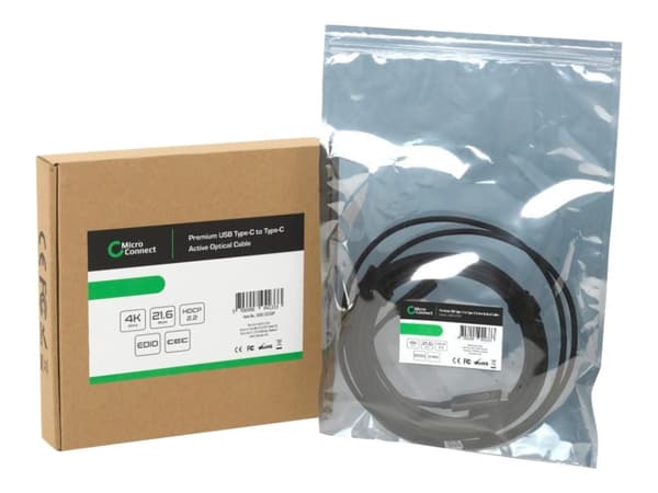 MicroConnect Premium - USB-kabel - 24 pin USB-C (hane) till 24 pin USB-C (hane) - USB 3.2 Gen 1 - 10 m - 4K60Hz stöd, Active Optical Cable (AOC) - sv