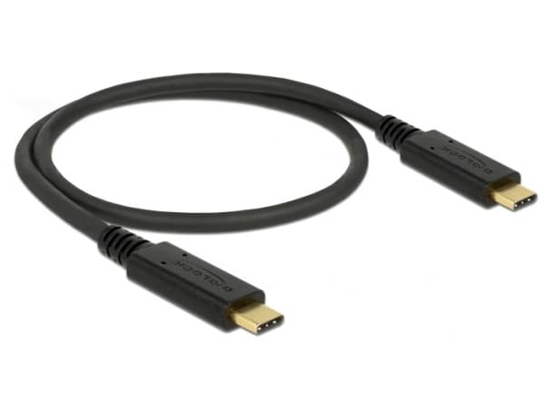 Delock - USB-kabel - 24 stift USB-C (han) till 24 stift USB-C (han) - USB 2.0 - 5 A - 50 cm - sort