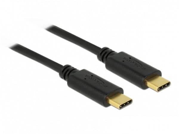 Delock - USB-kabel - 24 stift USB-C (han) till 24 stift USB-C (han) - USB 2.0 - 5 A - 50 cm - sort