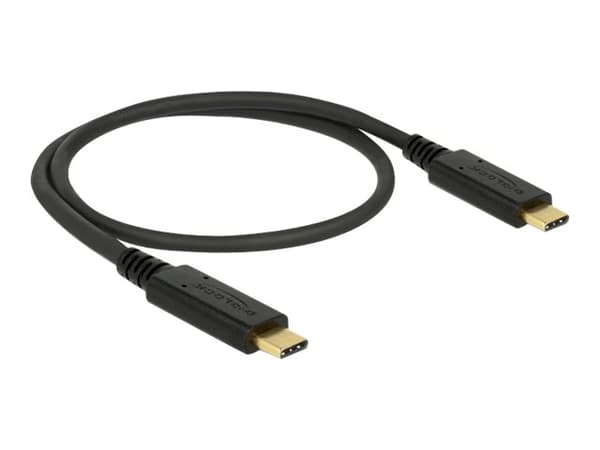 Delock - USB-kabel - 24 stift USB-C (han) till 24 stift USB-C (han) - USB 2.0 - 5 A - 50 cm - sort