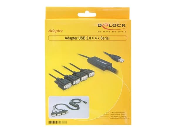 Delock USB 2.0 > 4 x Serial Adapter - Seriell adapter - USB - RS-232 x 4