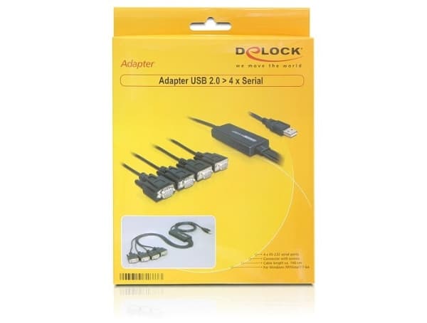 Delock USB 2.0 > 4 x Serial Adapter - Seriell adapter - USB - RS-232 x 4