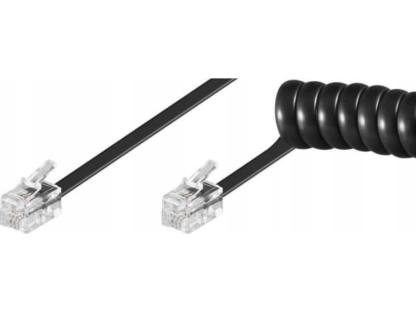 RJ10-RJ10 7M M/M Black Coiled cable