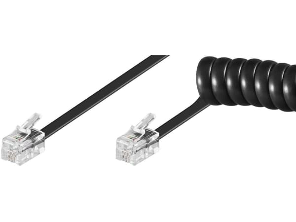 RJ10-RJ10 7M M/M Black Coiled cable