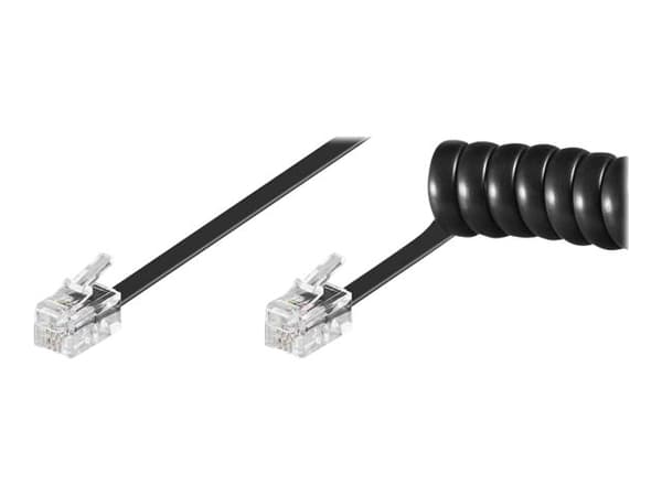 RJ10-RJ10 7M M/M Black Coiled cable