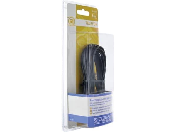 Schwaiger 6.0m RJ-11 - RJ-11, 6 m, RJ-11, RJ-11, Svart, Hanstik