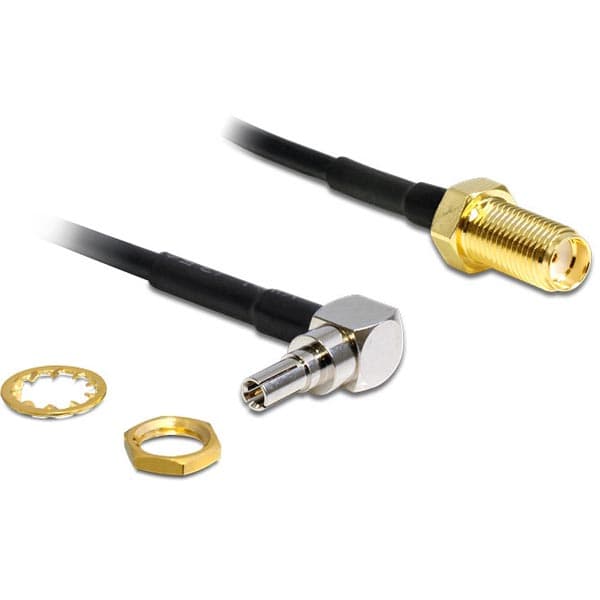 Delock Adapter CRC-9 Plug 90° > SMA Jack - Antenneadapter - SMA til CRC9 - 20 cm - svart