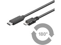 MicroConnect - USB-kabel - 24 pin USB-C (hann) til Micro-USB type B (hann) - 1 m - svart