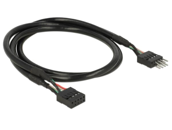 Delock USB 2.0 Pin Header - USB-sisäkaapeli - 10-pinninen USB-liitäntäkotelo (naaras) - 10-pinninen USB-liitäntäkotelo (uros) - 50 cm - musta