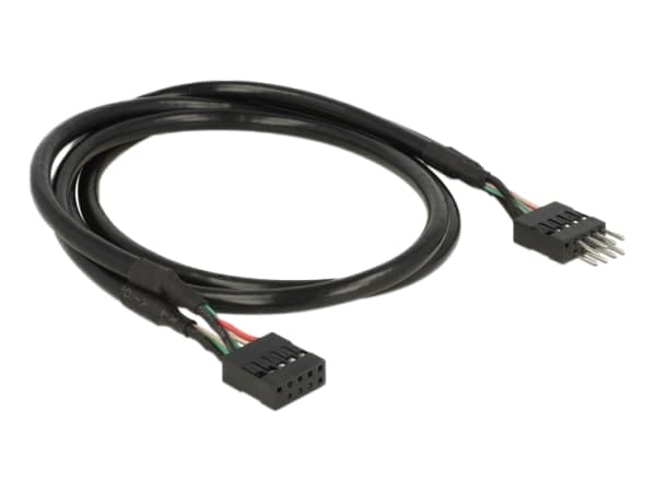 Delock USB 2.0 Pin Header - USB-sisäkaapeli - 10-pinninen USB-liitäntäkotelo (naaras) - 10-pinninen USB-liitäntäkotelo (uros) - 50 cm - musta