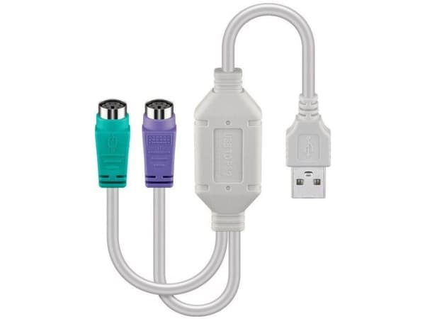 MicroConnect - Tastatur- / musadapter - PS/2 (hunn) til USB (hann) - 30 cm - hvit