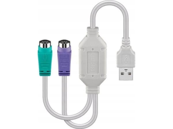 MicroConnect - Tastatur- / musadapter - PS/2 (hunn) til USB (hann) - 30 cm - hvit