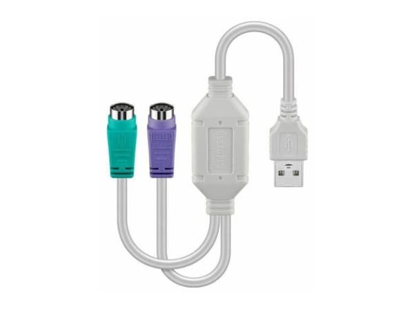 MicroConnect - Tastatur- / musadapter - PS/2 (hunn) til USB (hann) - 30 cm - hvit