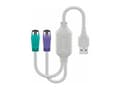 Miniatyrbilde 2 av 4: MicroConnect - Tastatur- / musadapter - PS/2 (hunn) til USB (hann) - 30 cm - hvit