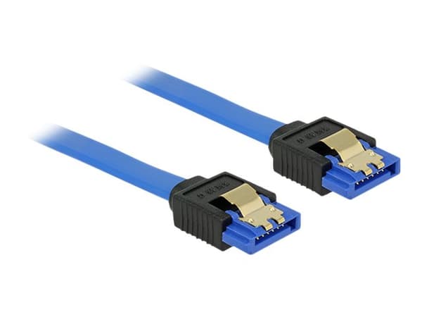 Delock - SATA-kabel - Serial ATA 150/300/600 - SATA (R) til SATA (R) - 70 cm - låst - blå